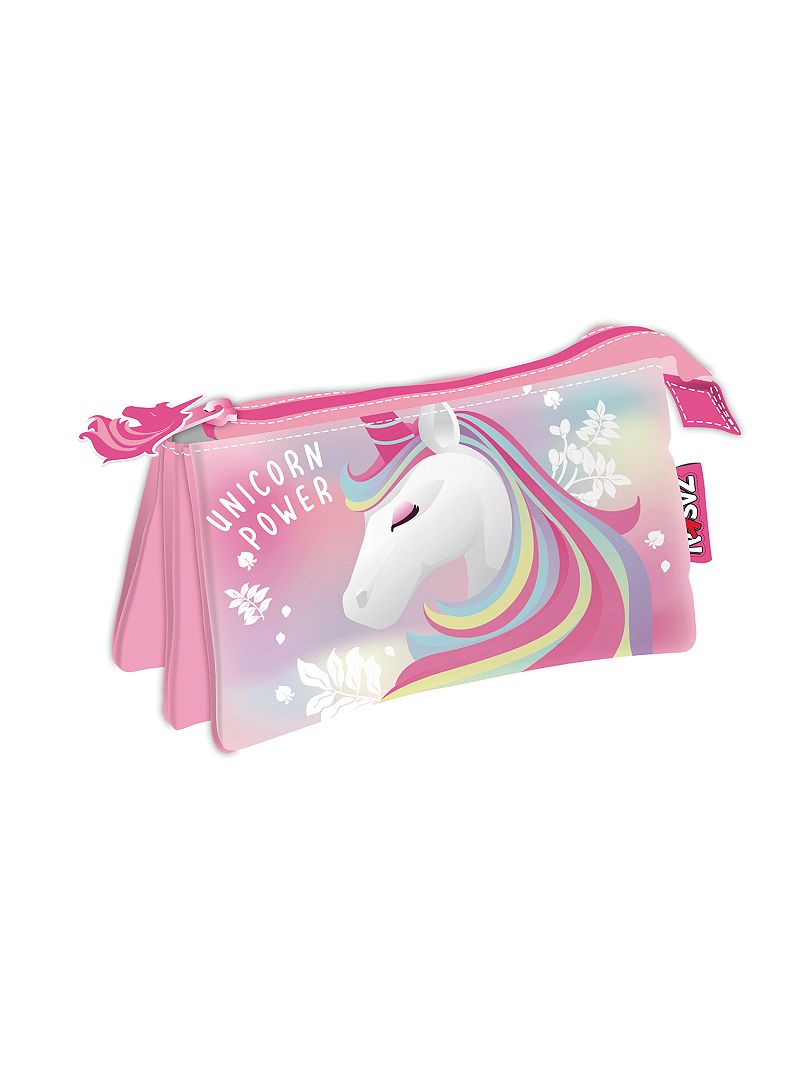 Astuccio 'unicorno' 3 scomparti - rosa - Kiabi - 5.00€