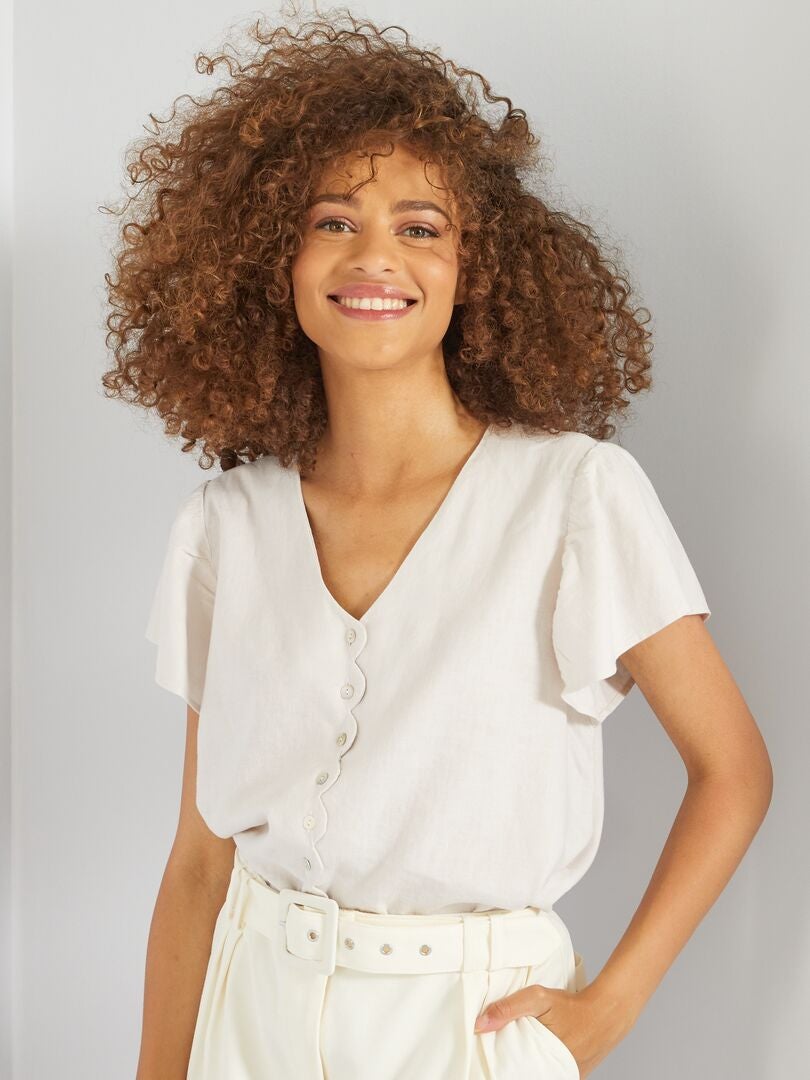 Blusa a righe con applicazione Bianco Farfetch Abbigliamento Bluse e tuniche Bluse 