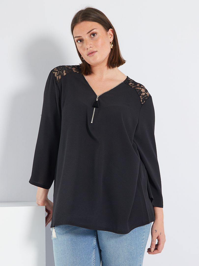 Donna Abbigliamento da T-shirt e top da Bluse BlusaGuess in Pizzo di colore Nero 