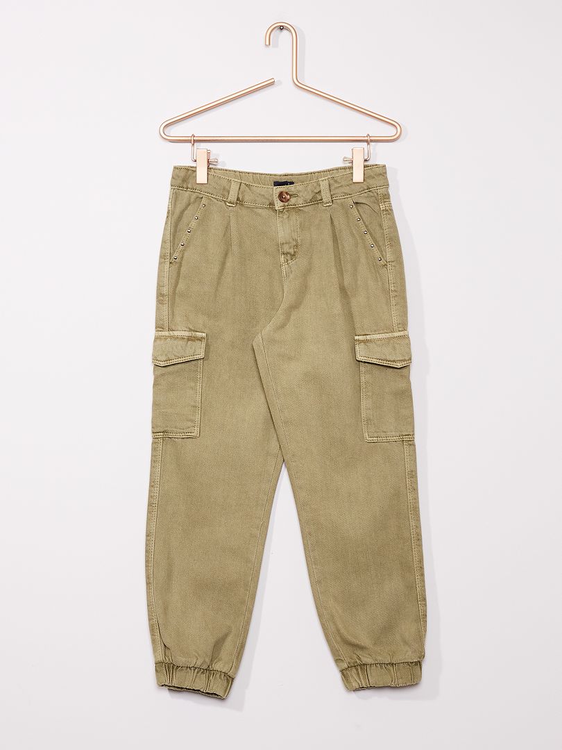 Bonprix Bambina Abbigliamento Pantaloni e jeans Pantaloni Pantaloni cargo Verde Pantaloni cargo in twill 