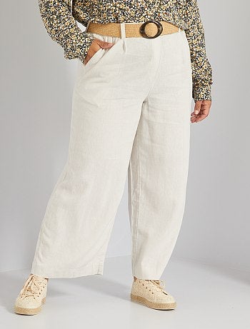 pantalone donna bianco stampato fiori&farfalle tg S,M,L,XL 