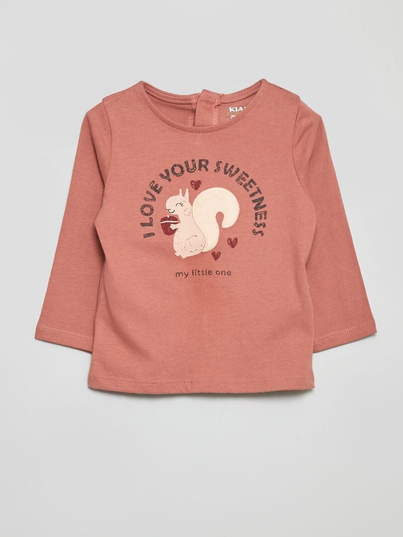 T-Shirt Rosa Yours Manica Lunga per Femmina neonata 